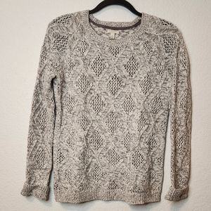 Sonoma Women's Marbled Gray Cable Knit Pullover Sweater, Size S